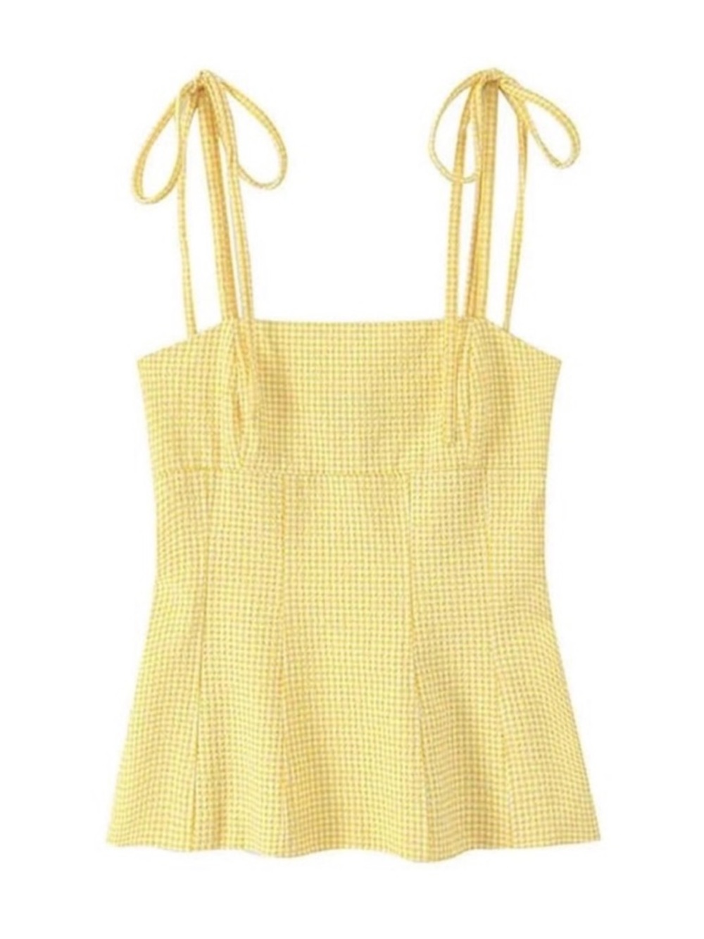Zara Butter Yellow Gingham Bow Top in M